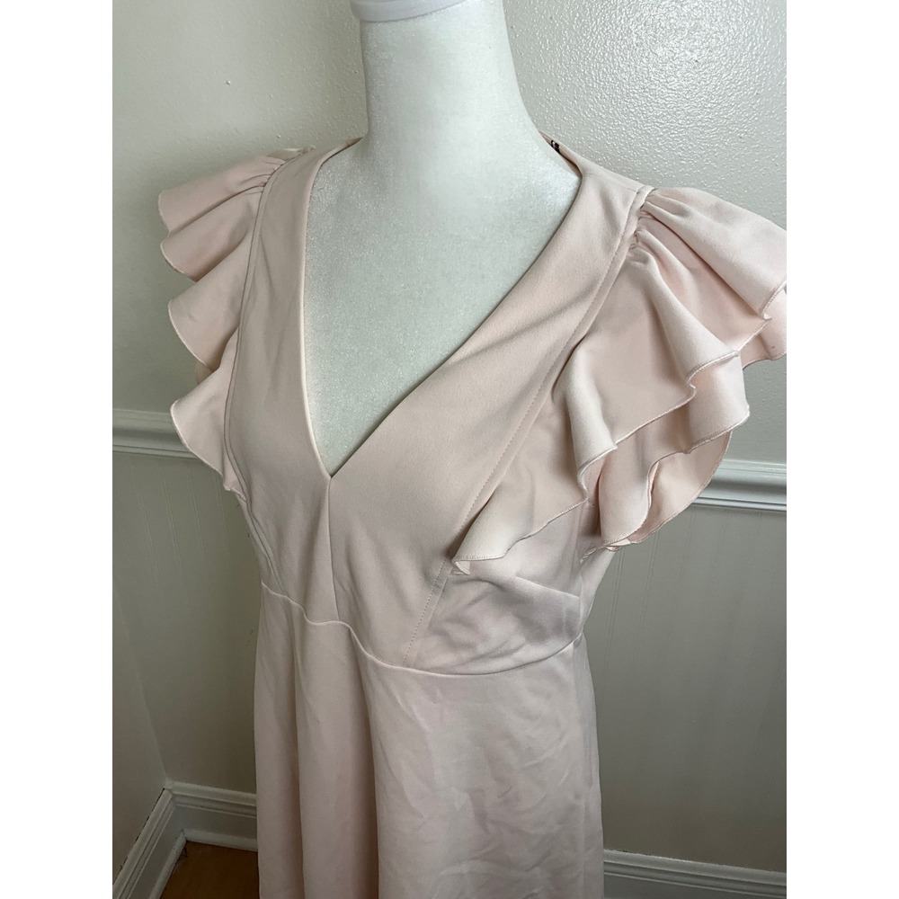 Tommy Hilfiger Pink Ruffle Sleeve V Neck‎ Dress Women Size 10 - Picture 8 of 10
